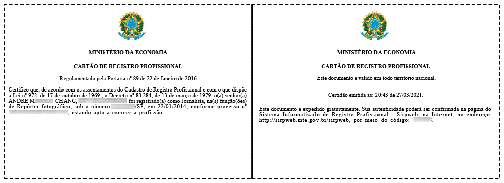 Carnet de Registro Profesional